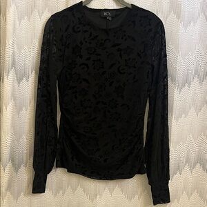 BCX Women's Elegant Black Patterned Blouse